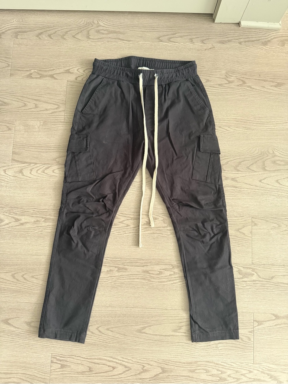 MNML Black Cargo Joggers with Long Drawstring